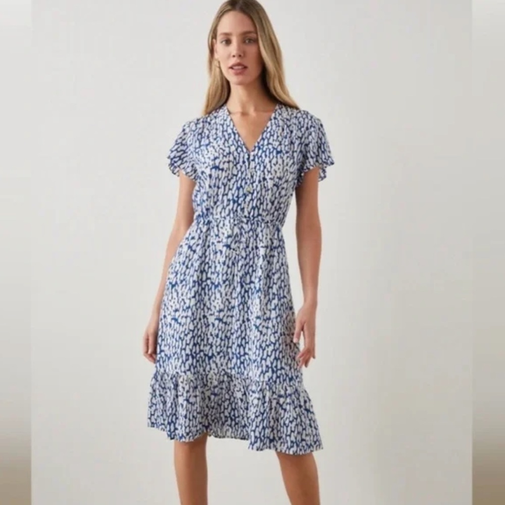 Rails Kiki Dress NWT - Cobalt Static Leopard Midi Dress - SMALL